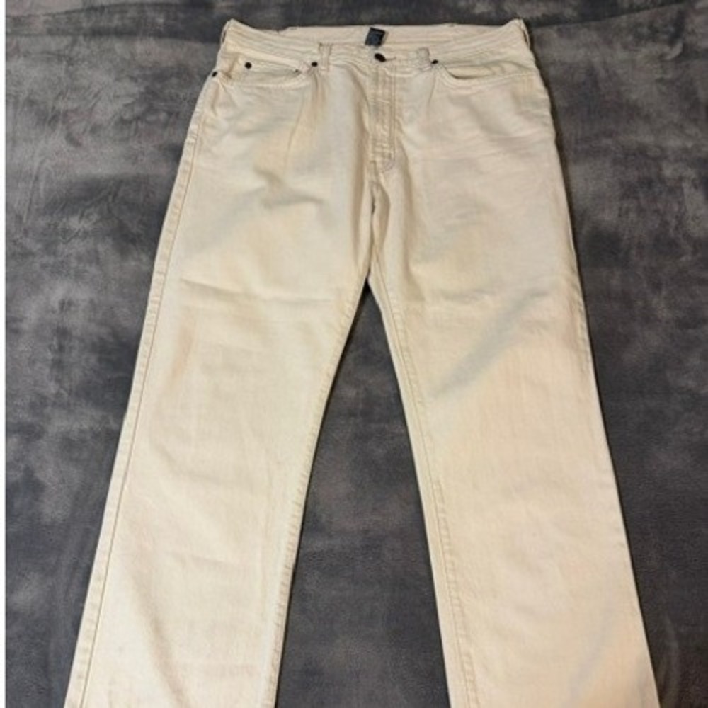 Polo Ralph Lauren Authentic Dungarees Straight Jeans Mens 36x30 White Denim EUC